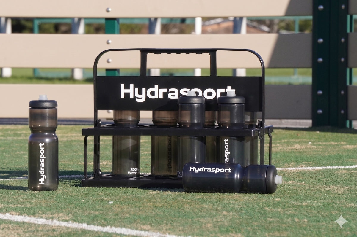 Pack Team Hydrasport noir transparent : 8 gourdes sport 800ml et porte-gourdes pliable